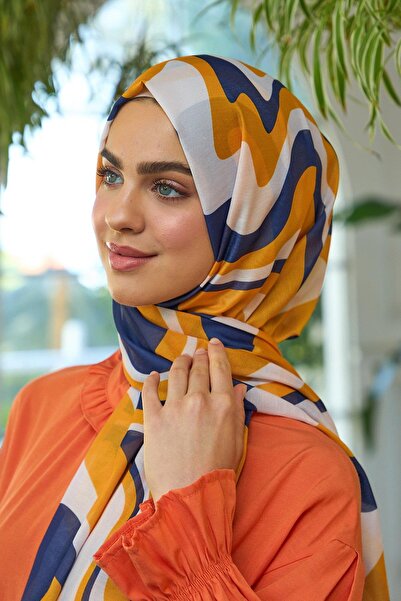 İpekhan Summer Sparkle Collection Μαλακό Σάλι Πορτοκαλί Navy Blue 3044-15