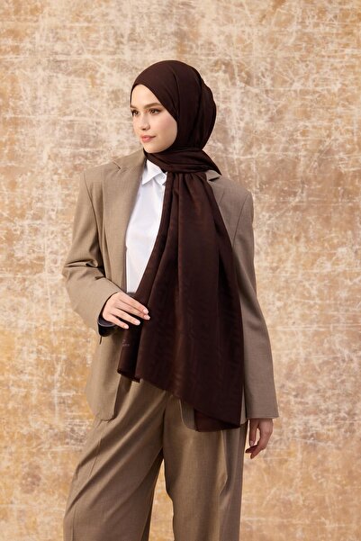 İpekhan Fendi Pattern Βαμβακερό Ζακάρ Σάλι Bitter Brown 8009-16