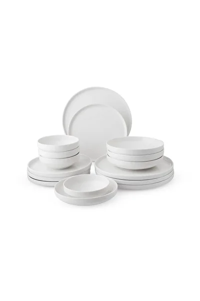 Dania Luxury 16 Piece Plain Round White Porcelain Dinner Set