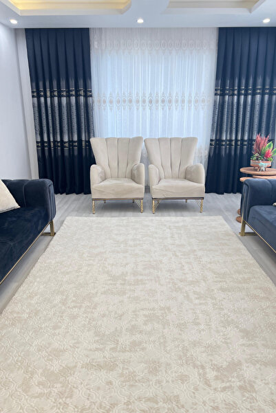 Armada Halı Örtüsü Lasti̇ksi̇z Krem Petek Desen