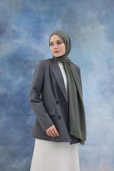 İpekhan Σάλι με βαμβακερό ζακάρ σχέδιο Houndstooth - Moss 8011-14