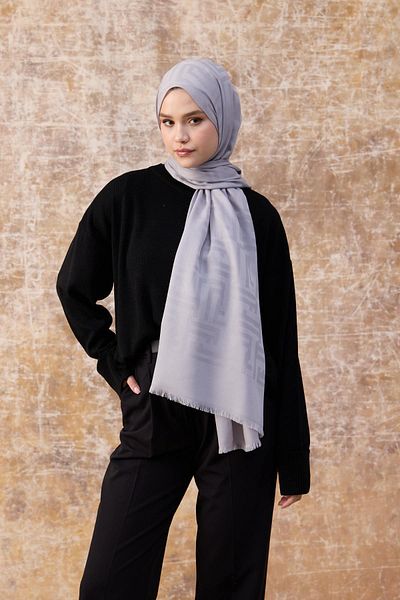 İpekhan Σάλι Fendi Pattern Βαμβακερό Ζακάρ Ασημί 8009-06