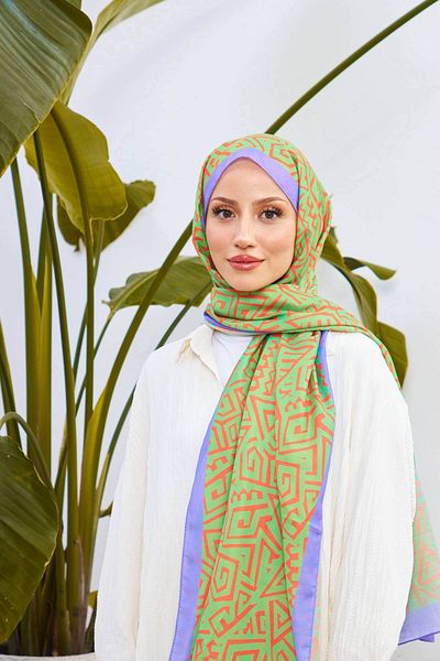 İpekhan Colorday Pure Soft Green Pink Shawl - 3040-17
