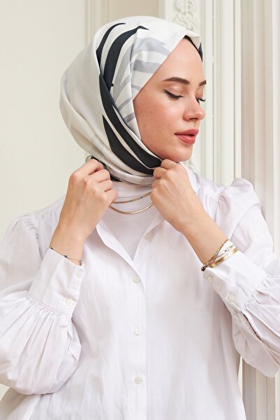 İpekhan Μαύρο λευκό βαμβακερό σάλι βισκόζης Χαβάης