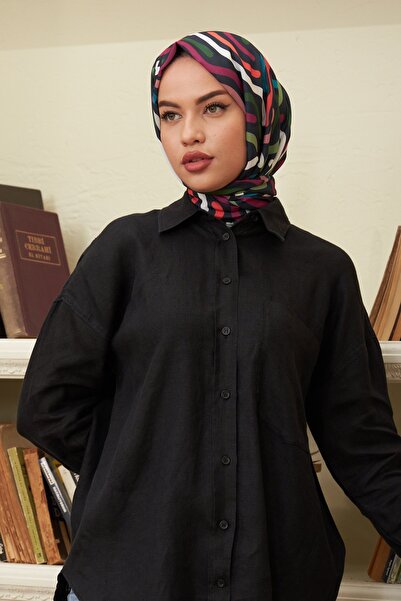 İpekhan Σάλι βισκόζης από βαμβακερό σπιράλ Ζωντανό μαύρο