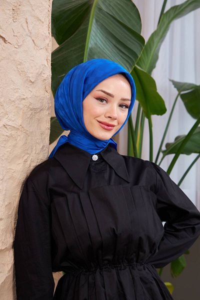 İpekhan Checkers Jacquard Scarf Saks Blue 9900-19