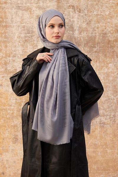 İpekhan Fendi Pattern Βαμβακερό Ζακάρ Σάλι Γκρι 8009-09