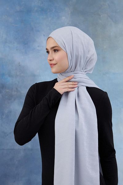 İpekhan Şal jacquard din bumbac cu model picioare de gâscă argintiu 8011-06