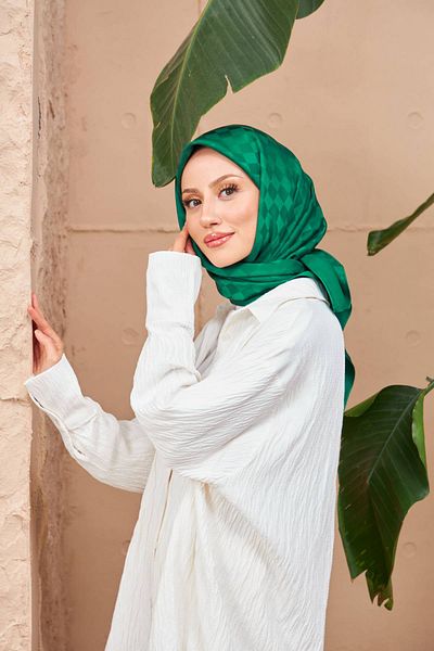 İpekhan Καρό Ζακάρ Κασκόλ Emerald Green 9900-08