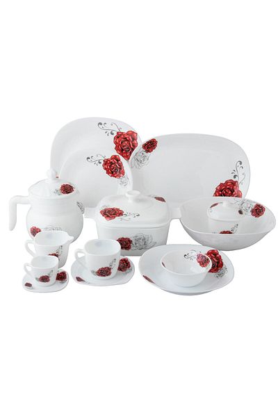 Dania Arcopal 58-piece dining set, rose patterns, for 6 people