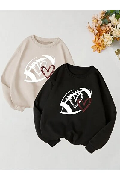 Tarzsokak Renkli Biskilet Yaka Sweatshirt Çift Sevgili Kombinleri Couple Clot...