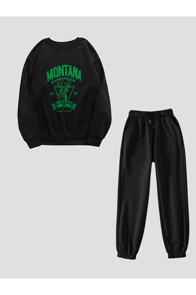 Frisson Oversize Hooded Tracksuit Set - Sweatshirt and Jogger