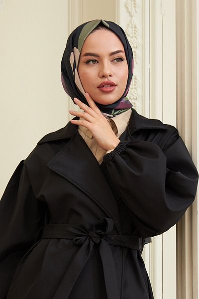 İpekhan Hawaiian Cotton Viscose Shawl Plum Black