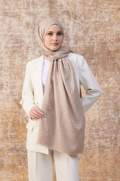 İpekhan Fendi Pattern Βαμβακερό Ζακάρ Σάλι Μπεζ 8009-27