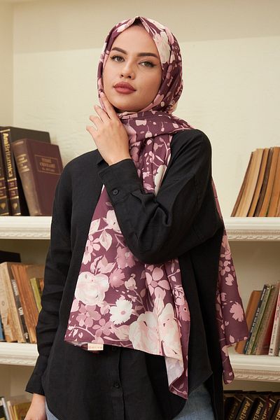 İpekhan Rose Cotton Viscose Shawl Claret Red