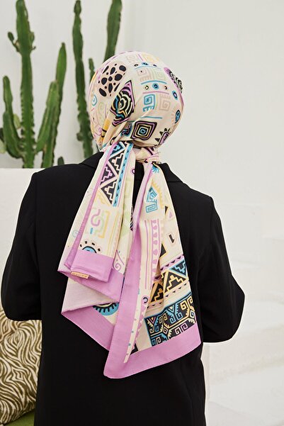 İpekhan Βαμβακερό σάλι με μοτίβο εποχής λιλά 3024-10