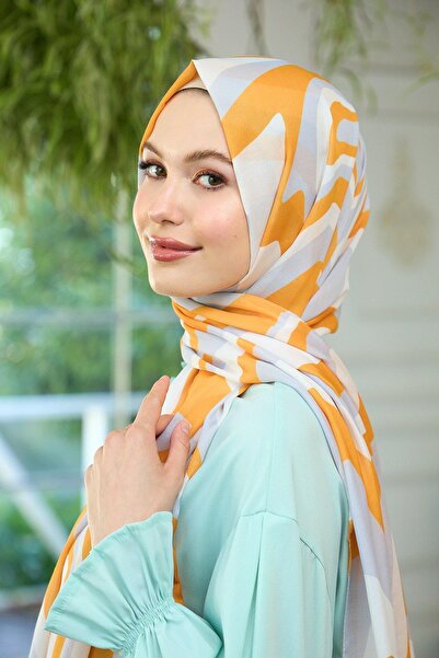 İpekhan М'яка шаль сірого та оранжевого кольорів з колекції «Літній блиск» - 3044-09