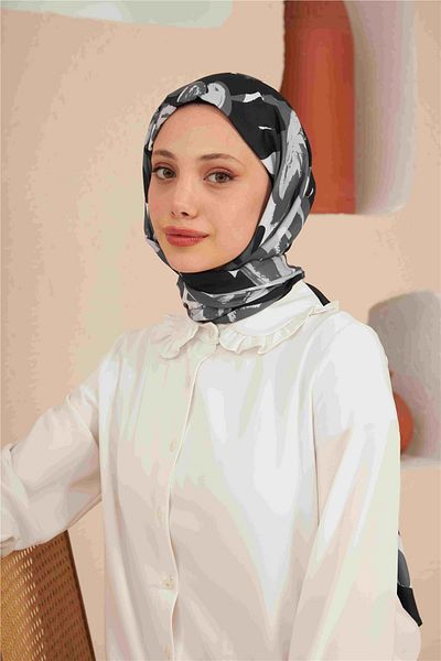 İpekhan Comfort Arya Shawl Black Grey 3028-19