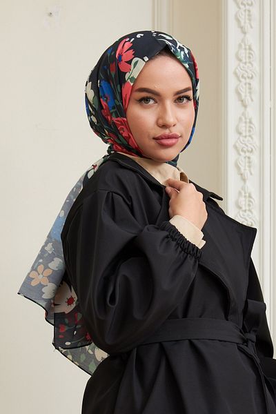 İpekhan Rose Cotton Viscose Shawl Red Black
