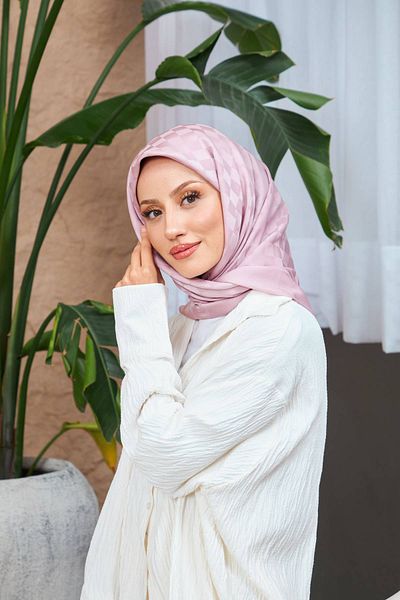 İpekhan Checkers Jacquard Scarf Powder 9900-22