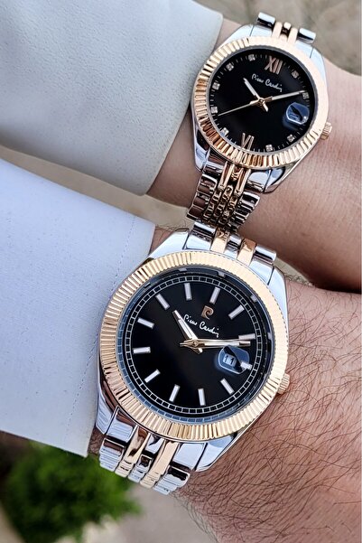 Pierre Cardin Kadranı Siyah Bakır Metalik Renk 2 Yıl Garantili Sevgili Çift K...