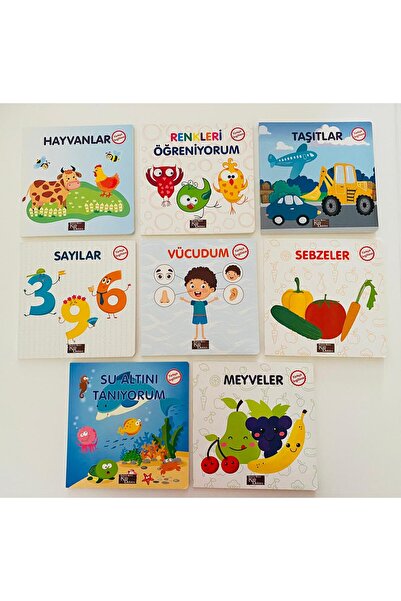 Kids Babies İlk kİtaplarım Türkçe/İngilizce Temel Kelimeler 8'li set 15x15 cm