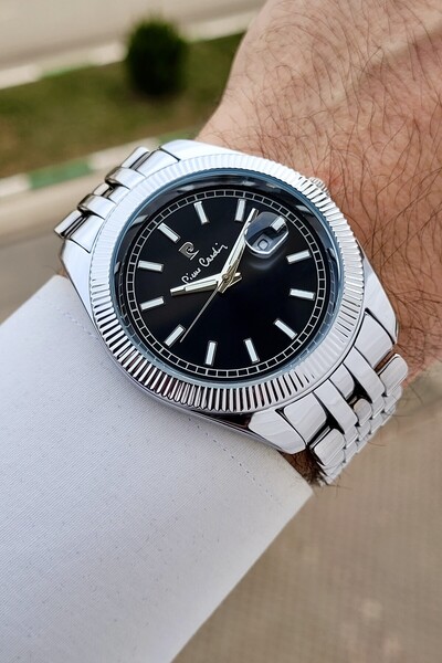 Pierre Cardin Kadranı Siyah Kordonu Metalik Renk 2 Yıl Garantili 44 mm Erkek Kol Saati