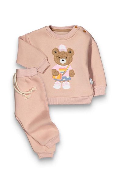 baby flamindo Baby Flamindo Plush Bear Embroidered 3 Thread Baby Girl Set