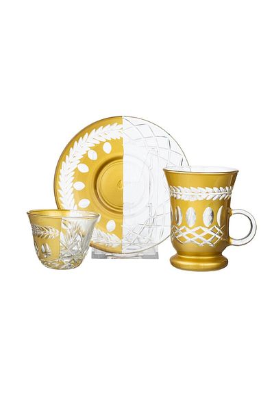 Byblos A Set Of Turkish Glass Tea Cups With Saucers And Saudi Coffee