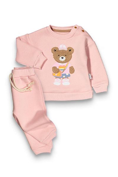baby flamindo Baby Flamindo Plush Bear Embroidered 3 Thread Baby Girl Set