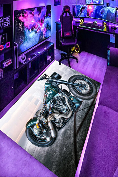 Alpacarpet Kaymaz Taban Makinede Yıkanabilir Gaming Oyuncu Motorsiklet Desenl...
