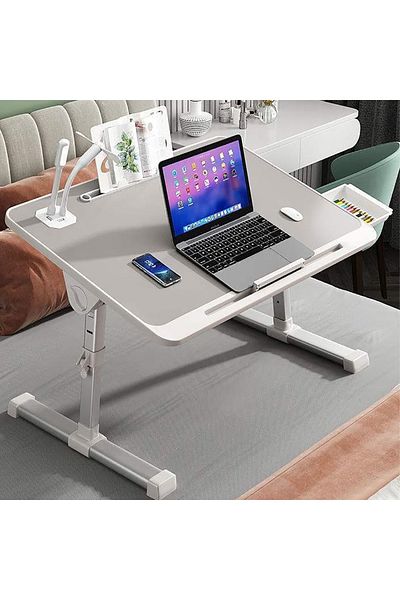 Taimi Table,with Removable Baffle,40x60x27-40cm,USB Charging,Eye Protection Lamp,Drawer,Bookshelf