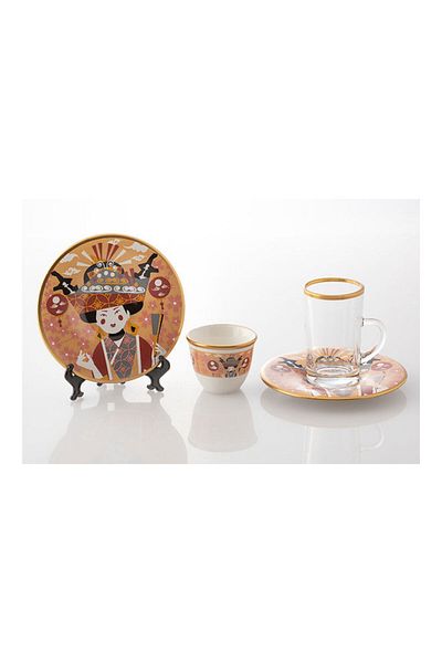 Byblos 18-Piece Arabic Coffee Cups And Tea Set Multicolour 5x5x10cm