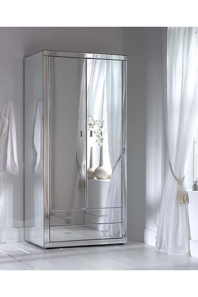LUXURY VİLLA Luxury Normal Aynalı 2 Çekmeceli 2 Kapaklı Dolap En 90cm Yüksekl...