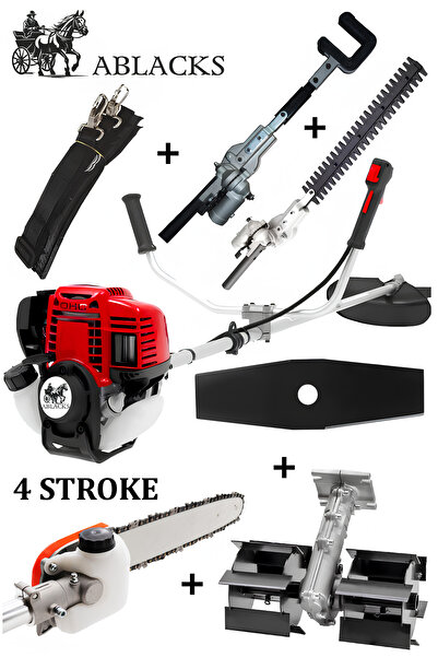 ABLACKS 4 Zamanlı Profesyonel Yan Tırpan + Çit Kesme + Dal Budama + Ağaç Silk...