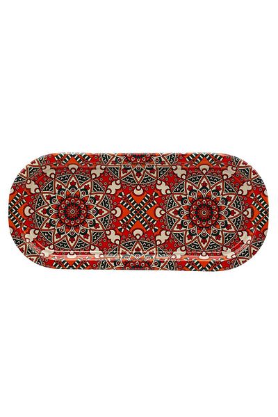 Myros Metal Oval Mandala Patterned Tray 34*15cm