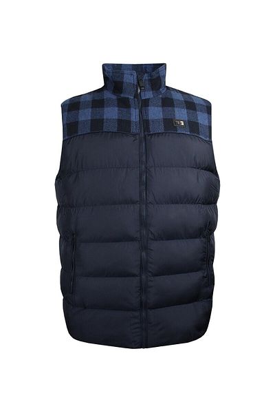 marufshop Ανδρικό χειμωνιάτικο γιλέκο με καρό τεμάχιο, κατάλληλο για άντρες μεγάλου μεγέθους 120 - 155 κιλών, μπλε ναυτικό