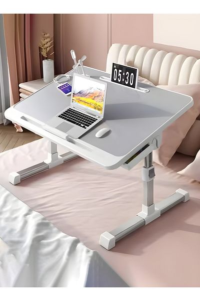 Taimi Table, 40x60x27-40cm,with Card Slot,USB Charging,Eye Protection Lamp, Drawer,Anti-Slip Tray