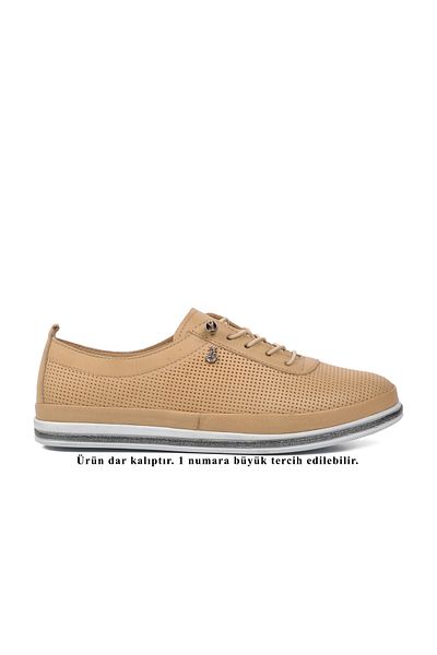 Voyager Γυναικεία Flat άνετα καθημερινά παπούτσια Nude Nut από γνήσιο δέρμα
