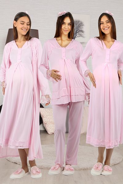 lohusahamile Pink Lace Detailed Maternity Set of 4