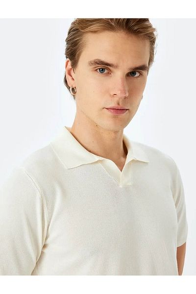 Koton Short Sleeve Knitwear Ecru Men's Sweater 5Sam70001Ht