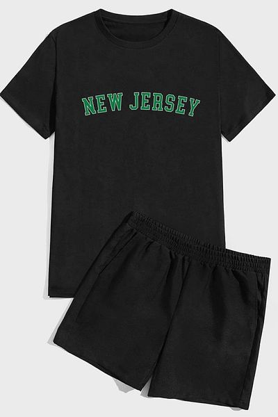 THEKONT Men/Women Jersey Print Shorts and T-Shirt Set - S-5Xl