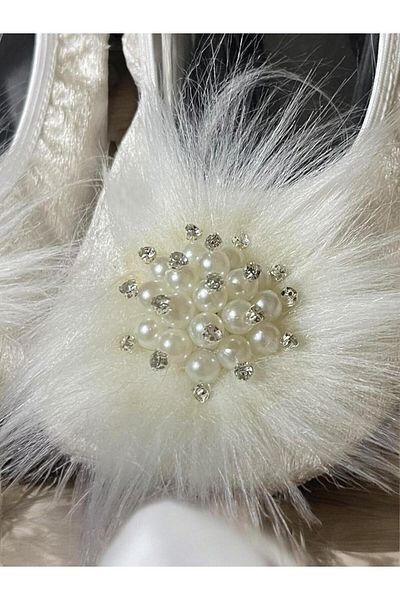 özmel home dekor Special Stoned Velvet Coated Furry   House Slippers Booties