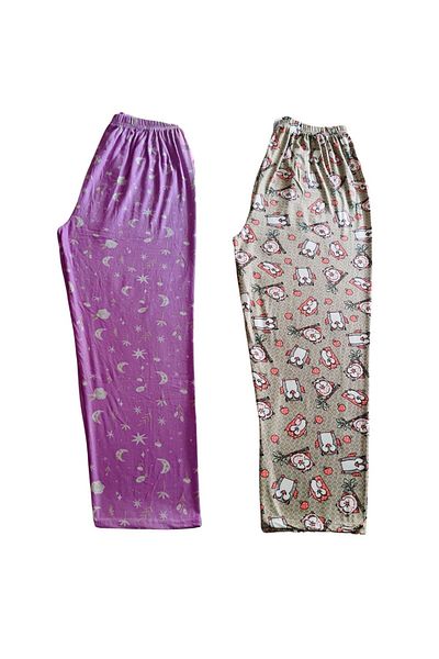 Gülfirik Tasarım Large Size Women's Micro Suede Textured Fabric Set of 2 Lower Pajamas