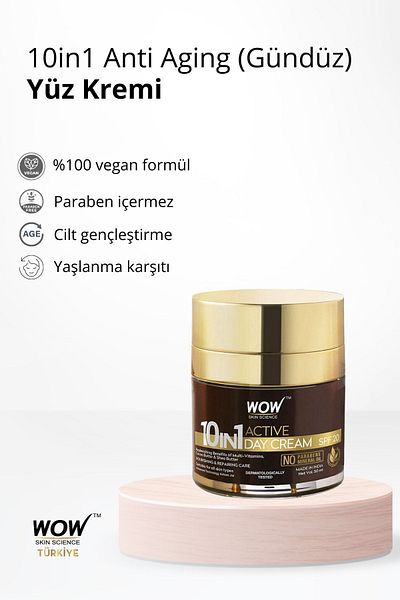 WOW Skin Science كريم نهاري للبشرة 10 في 1 - مكونات طبيعية بنسبة 93.6%، حماية من الشمس بعامل حماية من الشمس 20، خالي من البارابين