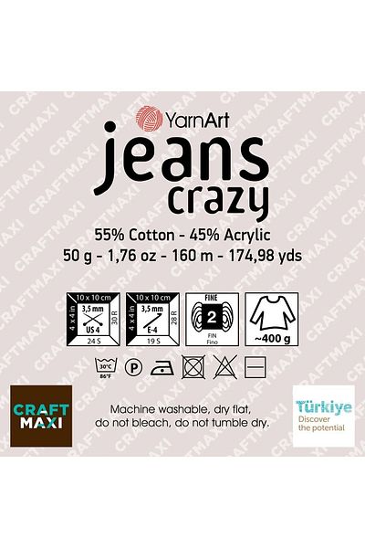 Yarnart Jeans Crazy Marbled Hand Knitting Fire Marbled 8202