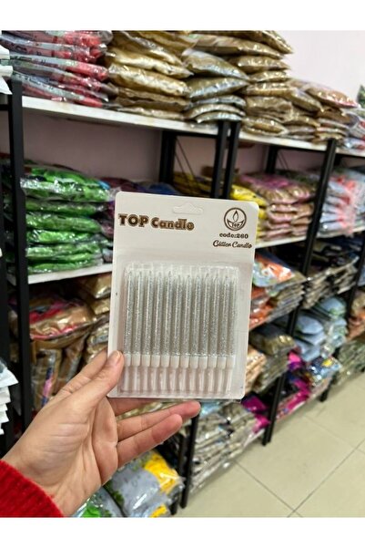 BALON HOME Kısa Makaron Renkler ve Simli Pasta Mumu Çeşitleri (12Adet) Doğum ...