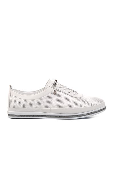 Voyager White Genuine Leather Women's Casual Shoes 7876 Z
