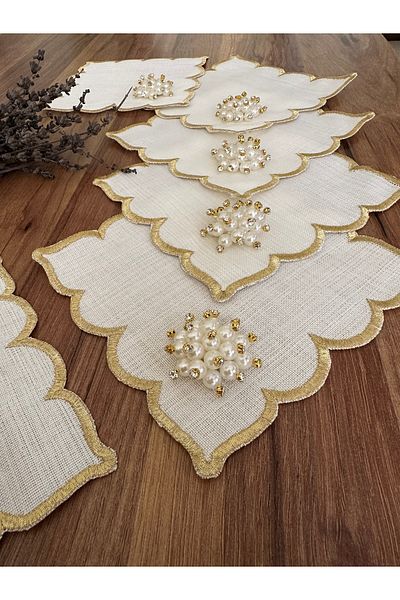 NURHAN HOME COLLECTION 6 Pearls Cocktail Presentation Napkins