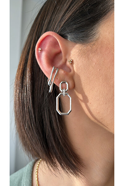 Liora أقراط نسائية مربعة الشكل من الفضة عصر النهضة